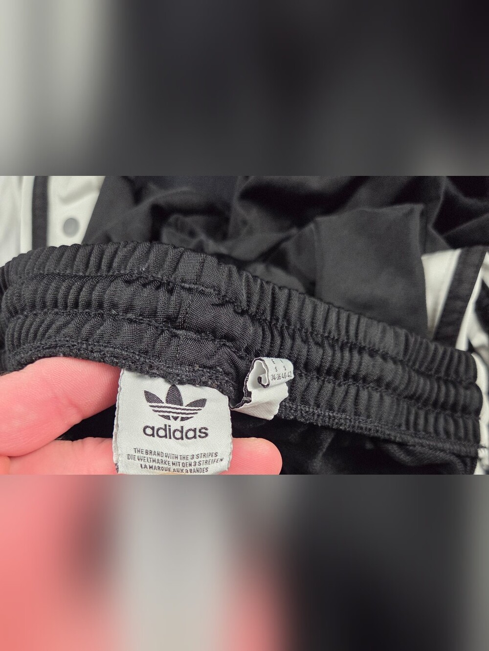 Adidas Adibreak Pants Womens Small Black Elastic Waist Retro Striped Relaxed - Picture 4 of 7